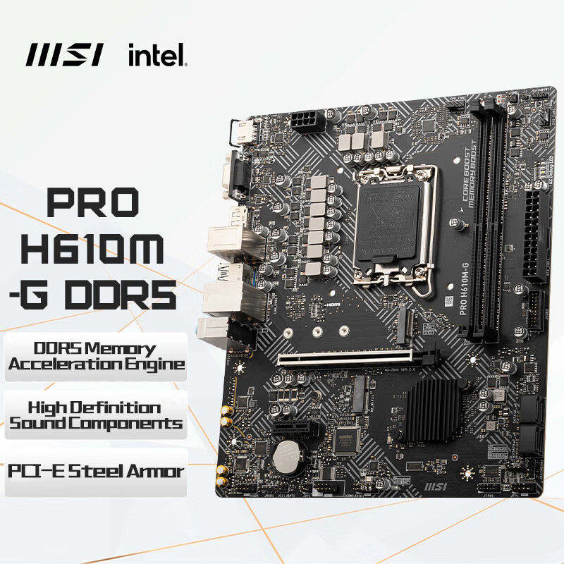 MSI PRO H610M-E DDR4 DDR5 Motherboard - Intel H610 Chipset
