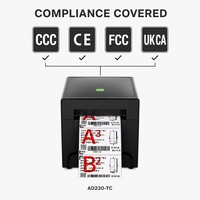 Imprimante thermique bicolore de bureau, étiqueteuse 3 pouces avec codage rouge-noir pour les étiquettes de bacs d'entrepôt et d'actifs
