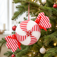 Décoration suspendue en tissu, ornements en forme de bonbons à la menthe pastel scintillants pour sapin de Noël, vitrine de magasin, vente en gros, approvisionnement en vrac