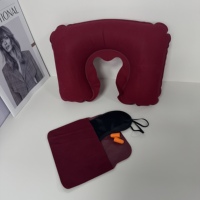 Ensemble de 4 oreillers en peluche portables en forme de U pour la sieste Ensemble de voyage en PVC gonflable et fait de microbilles de polyester Oreiller pour le cou de l'avion