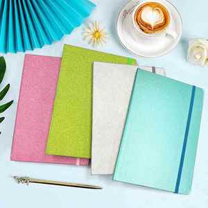 A5 Hardcover Glittery Leather Gift Notebook 100 Sheets Customizable Artistic <b>Journals</b> Thread Sewing Bound Elastic Band - Product Image 3