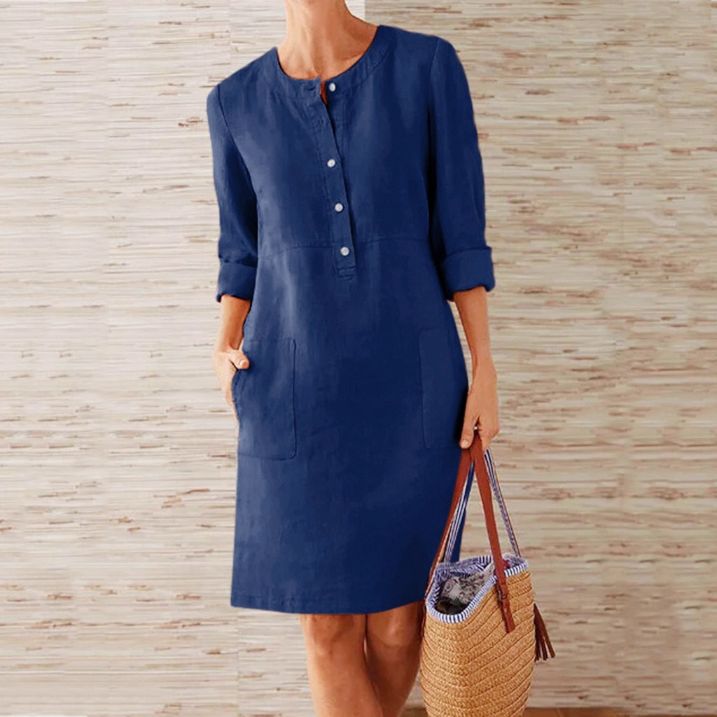 knee length dresses for ladies Alix Embroidered Linen Shirtdress