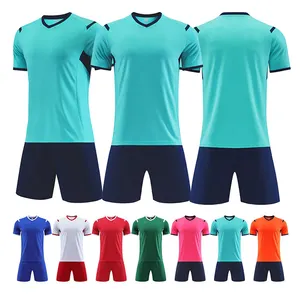 Camisetas de fútbol de sublimación lisa en blanco para hombre, kits de camisetas de fútbol de colores combinados, logotipo personalizado