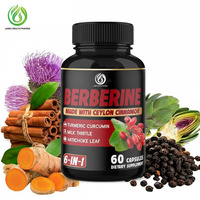 Gélules OEM/ODM de berbérine avec cannelle de Ceylan, curcuma, chardon-Marie, artichaut et poivre noir pour adultes