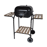 Barbecue au charbon de bois moderne haut de gamme pour l'extérieur, avec couvercle pliable, deux tables latérales, construction en acier, finition thermolaquée – Offre Spéciale