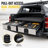 Système de rangement universel pour benne de pick-up, tiroir coulissant à profil bas, organisateur de cargaison, boîte à outils