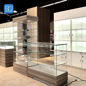 ויטרינת תצוגה לחנות קמעונאית, מדפים שקופים, בסיס עץ, ארון תצוגה שקוף איכותי למוצרים - Product Image 3