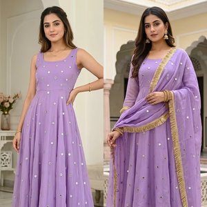 Tela de seda pura de primera calidad con bordado de espejo, que presenta un exquisito bordado de espejo hecho a mano. - Product Image 5