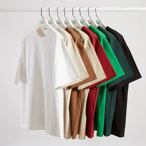 High Quality Heavyweight 340G 100% Cotton Oversized Drop Shoulder O-Neckline Short Sleeve T-Shirt Custom T Shirt