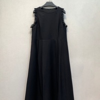 Robe Chic Vintage Japonaise Printemps-Été pour Femme, Col Rond, Sans Manches, Taille Haute, Coupe Ajustée, Coupe Évasée, Patchwork en Maille, Longueur Midi