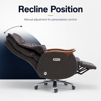 Fauteuil de Direction Inclinable et Pivotant de Luxe Moderne en Cuir Véritable Écologique, Hauteur Réglable Manuellement, pour Bureau à Domicile ou Siège de Direction