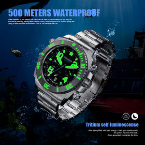 Orologio Subacqueo LIGE FN1801 con Vetro Zaffiro, Resistente all'Acqua 500M, Automatico Meccanico <span class=keywords><strong>Cronografo</strong></span> Luminoso in <span class=keywords><strong>Acciaio</strong></span> Inox da 48mm + Regalo - Product Image 3