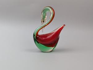 Figura de cisne de vidrio soplado a mano, azul verdoso, colorido, decoración navideña, artesanía hecha a mano de la India (Rajasthan) - Product Image 2