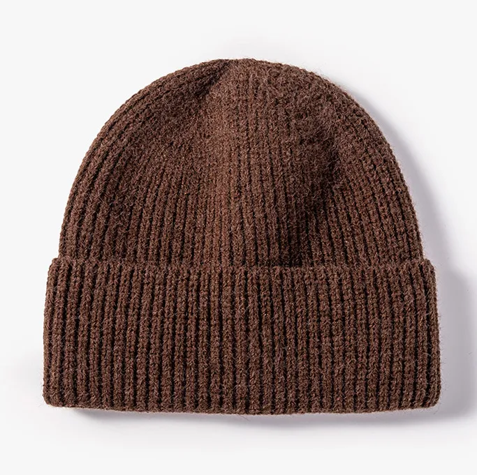 Custom Winter Plain 100% Acrylic Knit Beanie Hat with Embroidery Logo