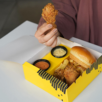 Envases Biodegradables para Comida Rápida, Caja para Llevar, Caja para Hamburguesas, Caja para Alitas de Pollo con Salsa