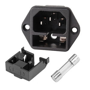 Toma de corriente 3P con brida de fijación de fusible único Iec C14 para estándares de TI DE LA UE, EE. UU., EE. UU., Reino Unido, hecha de nailon de cobre, 1 A, 250V, 1 A - Product Image 3