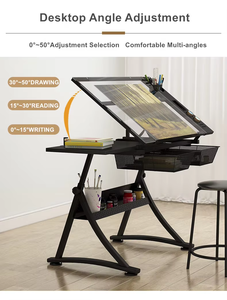<span class=keywords><strong>Table</strong></span> à <span class=keywords><strong>dessin</strong></span> <span class=keywords><strong>avec</strong></span> angle d'inclinaison réglable, bureau d'artiste professionnel, structure fixe et conçue pour une utilisation en classe - Product Image 5