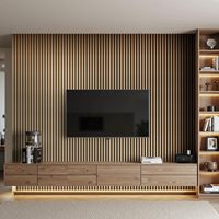 Akupanels décoratifs flexibles en bois Mdf chêne Panneau en bois à lattes Panneaux acoustiques muraux insonorisés