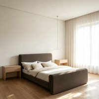 Cadre de lit minimaliste européen moderne en velours rembourré avec espace de rangement, facile à assembler, taille King/Queen pour meubles de chambre