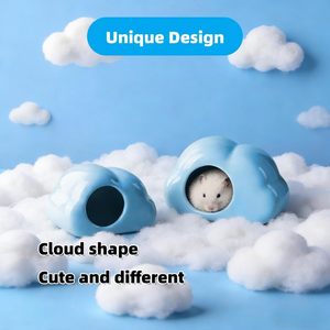 Niche en céramique en forme de nuage bleue XL, lit rafraîchissant pour hamsters nains, souris et gerbilles - Product Image 3