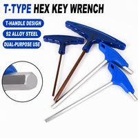 Kunci Hex T-Handle Metrik Baja Paduan S2 60 HRC Kunci Allen 2/2.5/3/4/5/6/8/10mm Standar DIN untuk Perbaikan Furnitur