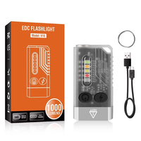 Porte-clés multifonctionnel EDC avec lampe torche 1200LM, lumière de travail magnétique, rechargeable par type C, pour le camping en plein air