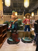 Figura de resina de fibra de vidrio personalizada a tamaño real, figura de una pieza, estatua grande de anime de Zoro y Luffy para colección