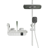 Système de douche mural moderne blanc avec affichage de la température, effet pluie, mitigeur de salle de bain, ensemble de douche piano