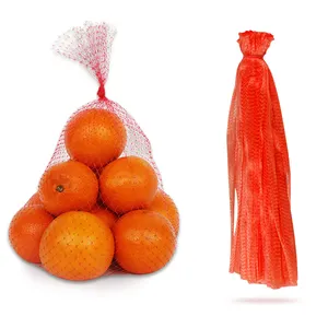 Saco de malha plástica dobrável estilo Leno Net com cordão para embalagem de carne, frutas, vegetais, frutos, frutas, lenha, batata, tomate e cebola