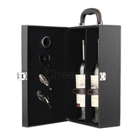 Boîte à vin en cuir Pu réutilisable, 1 pièce, avec poignées, fleur de Crocodile, Double bouteille de vin rouge, boîte cadeau