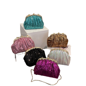 Bolso de Mano de Lujo de Alta Moda, Bolso de Noche con Cristales, Forro de Poliéster, Cierre Magnético, Correa de Cadena, Bolso para Mujer - Product Image 3