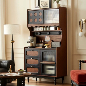 French Style Retro <b>Sideboard</b> <b>Storage</b> Cabinet Multifunction Living Room Tea Cabinet Solid Wood Integrated Kitchen Design - Product Image 1