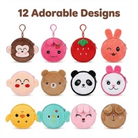 Dompet Anak Grosir, Dompet Kecil Lembut dengan Resleting, Gantungan Kunci, Kantong Koin, Custom untuk Anak Perempuan dan Laki-laki, Dompet Koin Hewan Lucu dari Bahan Plush