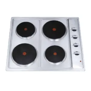 Cocina eléctrica de inducción de acero inoxidable, aparato de cocina con 4 quemadores integrados