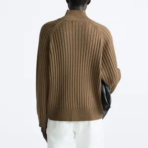 Custom LOGO Men's Sweater Pullover Turtleneck Long Sleeve Knit Top Wool Knitwear Winter Striped Sweater Men