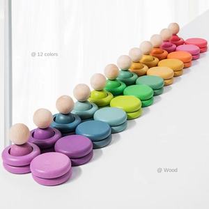 Blocchi Impilabili Arcobaleno in Legno, Giocattolo Educativo per il Riconoscimento dei Colori e lo Sviluppo della Motricità Fine per Bambini 4-6 Anni - Product Image 4