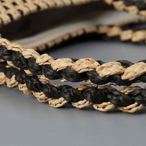 2025 Summer New Large Capacity <b>Tote</b> Bag Two Tone <b>Raffia</b> Straw <b>Tote</b> Bag - Product Image 4