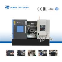 Máquina de Corte de Metal de Doble Husillo Horizontal DONGS TCK52DY, Torno de Doble Husillo de Alto Rendimiento con Bancada Inclinada