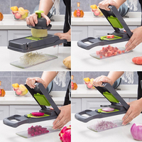Custom Hot Selling Keukengereedschap 12 In 1 Handmatige Mandoline Fruit Groentesnijder Ui Dicer Vegetarische Snijmachine Groente Chopper