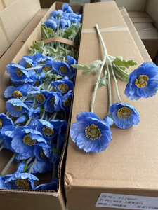 Nouvelles <span class=keywords><strong>fleurs</strong></span> de pavot artificielles de style chinois moderne, <span class=keywords><strong>fleurs</strong></span> de pavot colorées et veloutées pour mariage et décoration intérieure, <span class=keywords><strong>fleurs</strong></span> couleur corail. - Product Image 4
