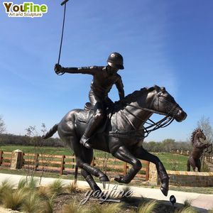 รูปปั้นทองสัมฤทธิ์สำหรับผู้เล่นโปโลงานศิลปะธีมกีฬาขี่ม้าสไตล์คลับเฮาส์หรือรีสอร์ทสุดหรู - Product Image 5
