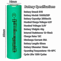 Cellule de batterie 18650 authentique EV-E INR18650 25P 2500mAh 3.6V 30A à décharge continue à haut débit, cellule Li-ion en gros