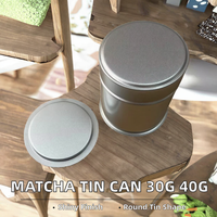Poudre de thé Matcha d'étiquette argentée 30g-40g emballage de boîte de conserve en relief utilisation de boisson en métal mat en gros Aitless