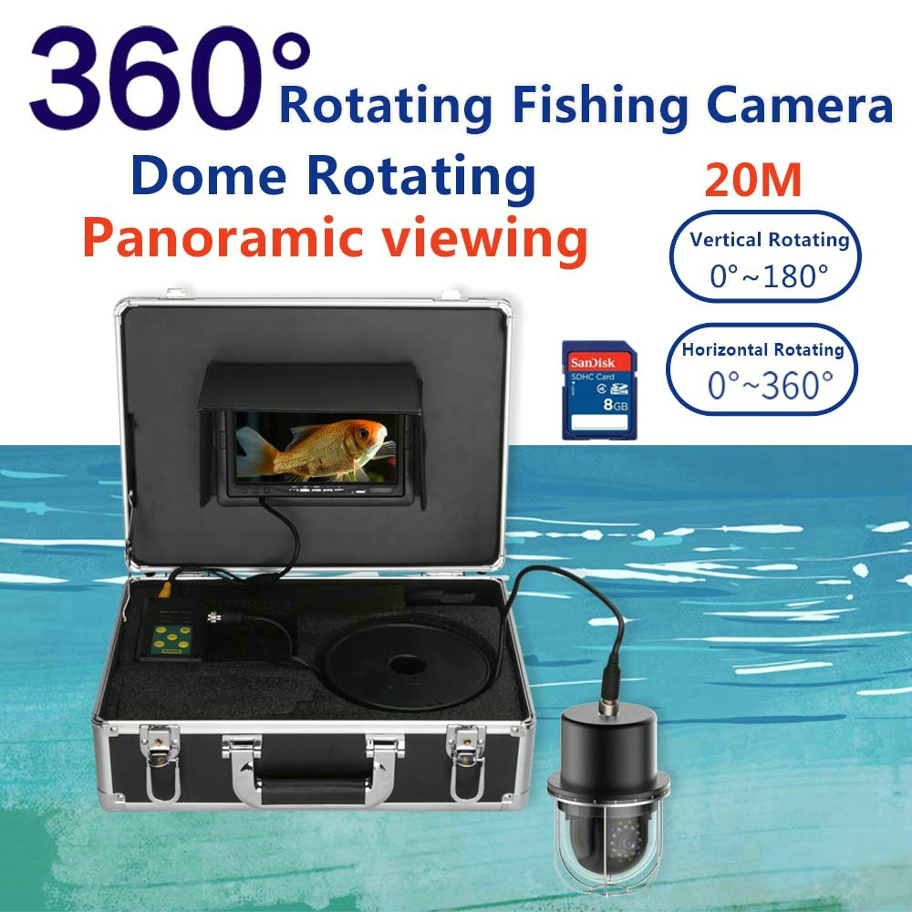 Caméra Pêche Sous-marine 9″ DVR 8Go – 20 M – Détecteur Poissons – Dôme Rotatif 360° – Neuve