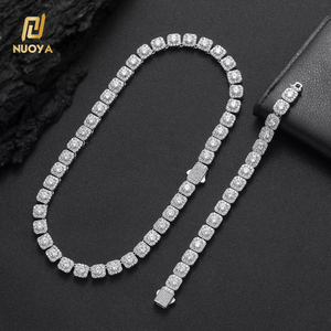 Nuoya 10Mm Chuỗi Iced out Baguette Kim Cương Bạc Mạ Hip Hop Cụm Tennis Chuỗi Vòng Đeo Tay Cho Phụ Nữ Sang Trọng Đồ Trang Sức Thời Trang - Product Image 1