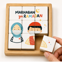 Set di Cubi Educativi Islamici 6 in 1 in Legno con Vassoio Portaoggetti, Gioco di Apprendimento Prescolare per Bambini - Product Image 3