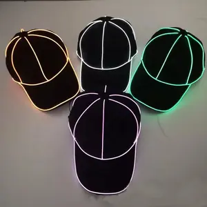 LINLI Rave Concert natale capodanno bomboniera cotone Neon LED bagliore EL filo cappello personalizzato lampeggiante accendi berretto da Baseball