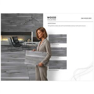 Oak Wood Grey Porcelain Tiles 600x1200mm Natural Texture Polished Finish for Modern Interior Flooring - Product Image 1