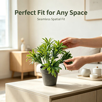 Élégante mini-plante artificielle Podocarpus de 28 cm, verdure mixte en pot pour la décoration intérieure Verde Home