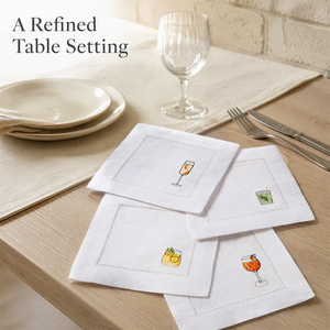 Serviettes de cocktail brodées carrées en coton, décoration de table faite à la main, style classique, acceptation de commandes personnalisées - Product Image 2